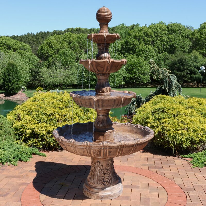 SunnyDaze Decor Fibreglass/Resin Large Tiered Ball Outdoor Fountain
